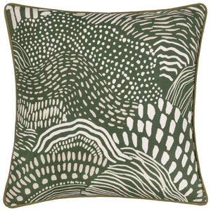 Nola Abstract Piped Cushion Cover - Olive