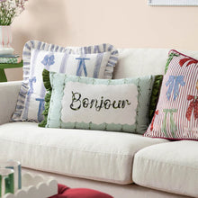 Load image into Gallery viewer, Bonjour Printed Bolster Filled Cushion Mint
