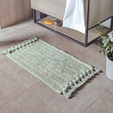 Load image into Gallery viewer, Ribbed Tassel Bath Mat - Sage
