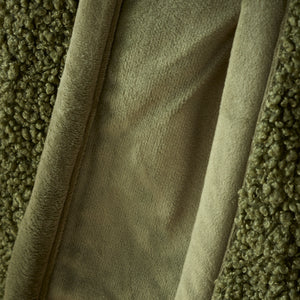 So Soft Velvet Boucle Throw - Olive Green