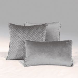French velvet Filled Bolster Cushion - Silver