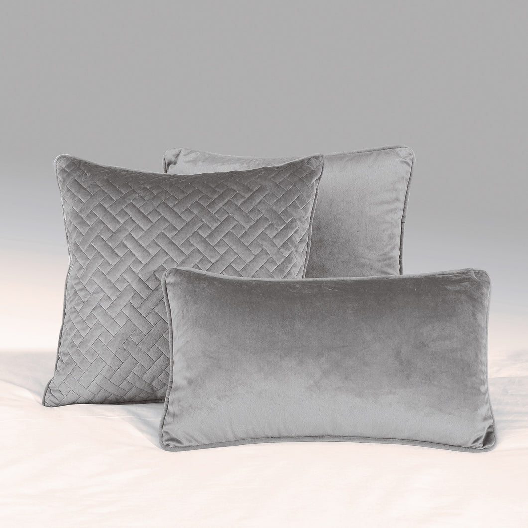 French velvet Filled Bolster Cushion - Silver