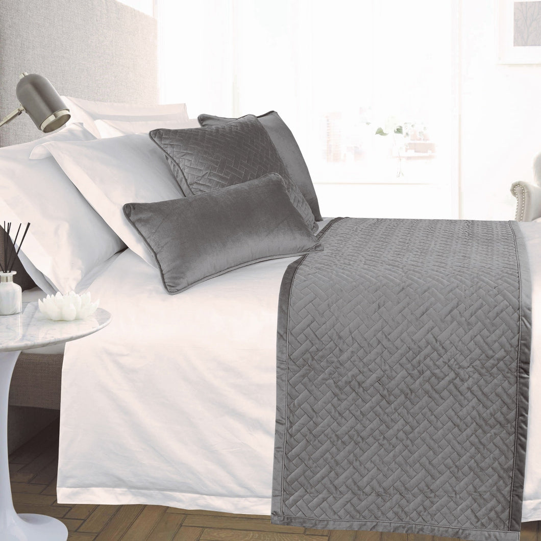 French Velvet Silver Bed Runner