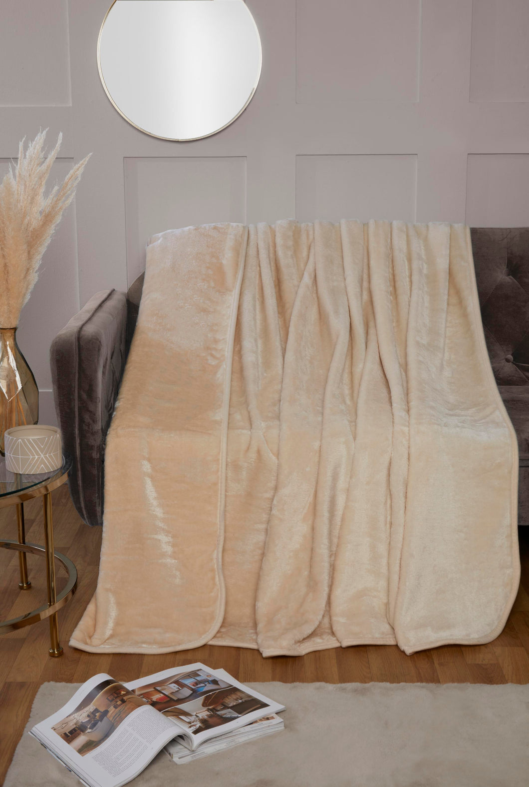 So Soft Plain Faux Mink Throw - Cream