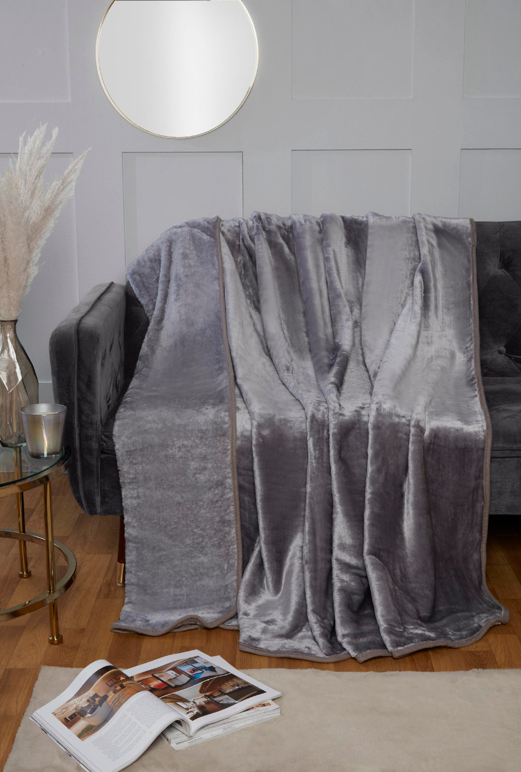 So Soft Plain Faux Mink Throw - Silver
