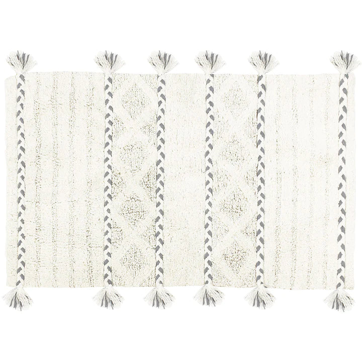 Tassel Diamond Bath Mat Charcoal/Ivory
