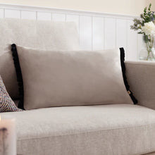 Load image into Gallery viewer, Tilly Velvet Bolster Cushion - Lace/Black
