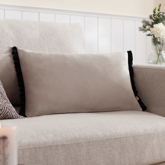 Tilly Velvet Bolster Cushion - Lace/Black