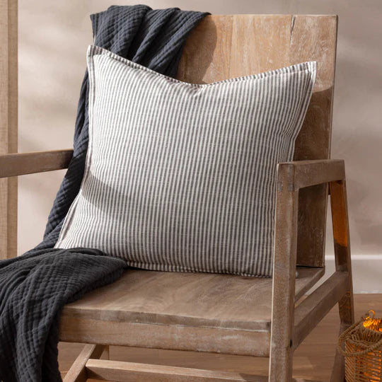 Truro Stripe Reversible Cushion - Grey