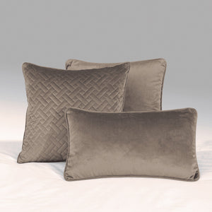 French velvet Filled Bolster Cushion - Taupe