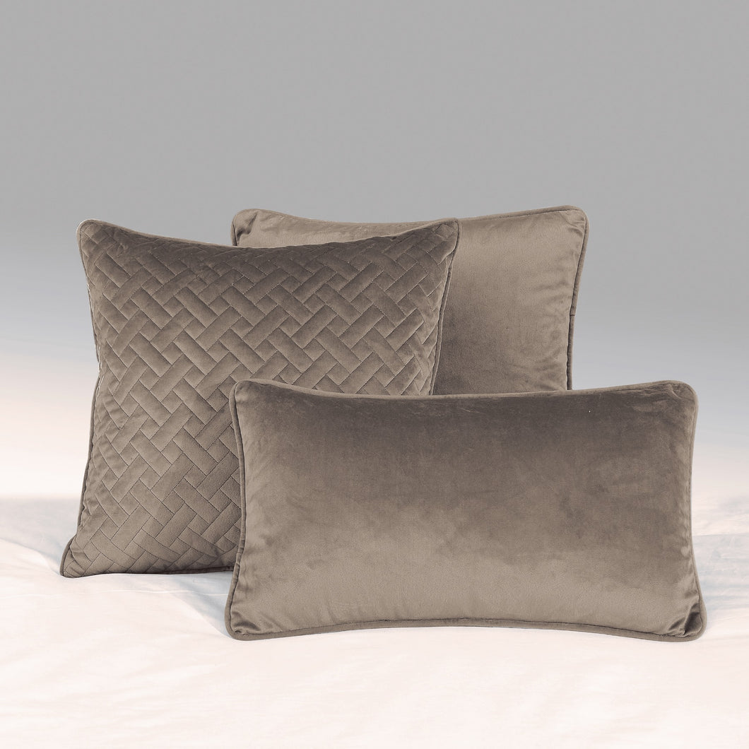 French velvet Filled Bolster Cushion - Taupe