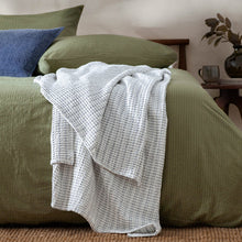 Load image into Gallery viewer, Waffle Textured 100% Cotton Bedspread - Dusk Blue
