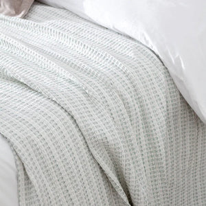 Waffle Textured 100% Cotton Bedspread - Eucalyptus