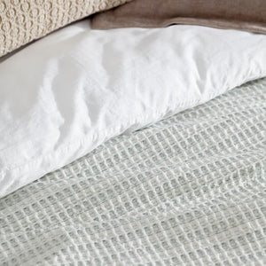 Waffle Textured 100% Cotton Bedspread - Eucalyptus