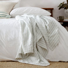 Load image into Gallery viewer, Waffle Textured 100% Cotton Bedspread - Eucalyptus
