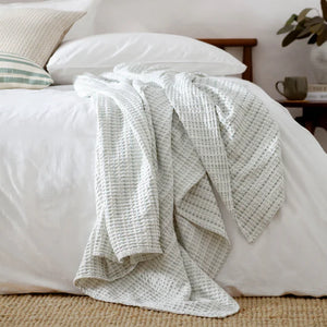Waffle Textured 100% Cotton Bedspread - Eucalyptus
