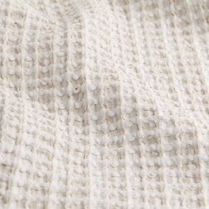 Waffle Textured 100% Cotton Bedspread - Natural