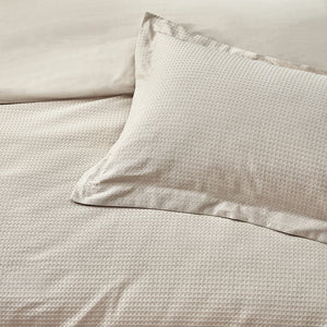 Waffle Textured 100% Cotton Duvet Cover Set Linen