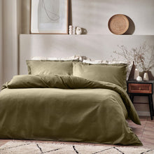 Load image into Gallery viewer, Waffle Textured 100% Cotton Duvet Cover Set Olive
