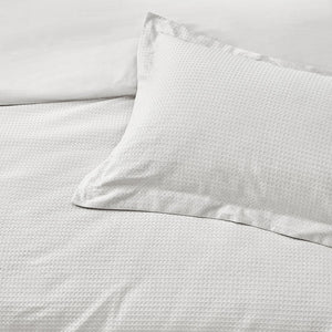 Waffle Textured 100% Cotton Duvet Cover Set White