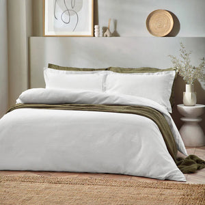 Waffle Textured 100% Cotton Duvet Cover Set White