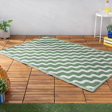 Load image into Gallery viewer, Wave Outdoor 100% Recycled Rug Green
