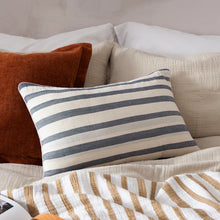Load image into Gallery viewer, Woven Stripe Cotton Cushion Dusk Blue

