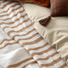 Load image into Gallery viewer, Woven Stripe 100% Cotton Bedspread Cinnamon
