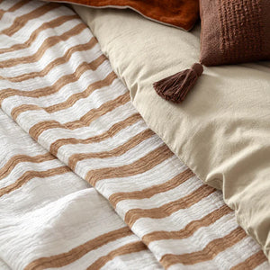 Woven Stripe 100% Cotton Bedspread Cinnamon