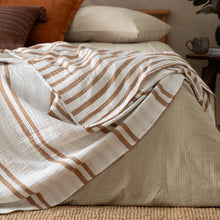 Load image into Gallery viewer, Woven Stripe 100% Cotton Bedspread Cinnamon
