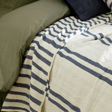 Load image into Gallery viewer, Woven Stripe 100% Cotton Bedspread Dusk Blue
