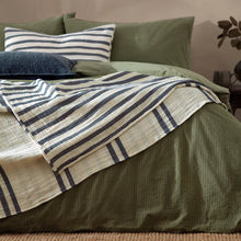 Load image into Gallery viewer, Woven Stripe 100% Cotton Bedspread Dusk Blue
