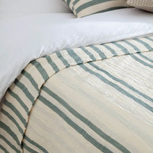 Load image into Gallery viewer, Woven Stripe 100% Cotton Bedspread Eucalyptus

