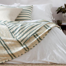 Load image into Gallery viewer, Woven Stripe 100% Cotton Bedspread Eucalyptus
