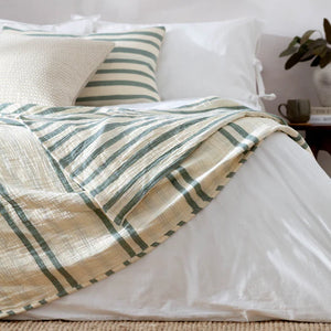 Woven Stripe 100% Cotton Bedspread Eucalyptus