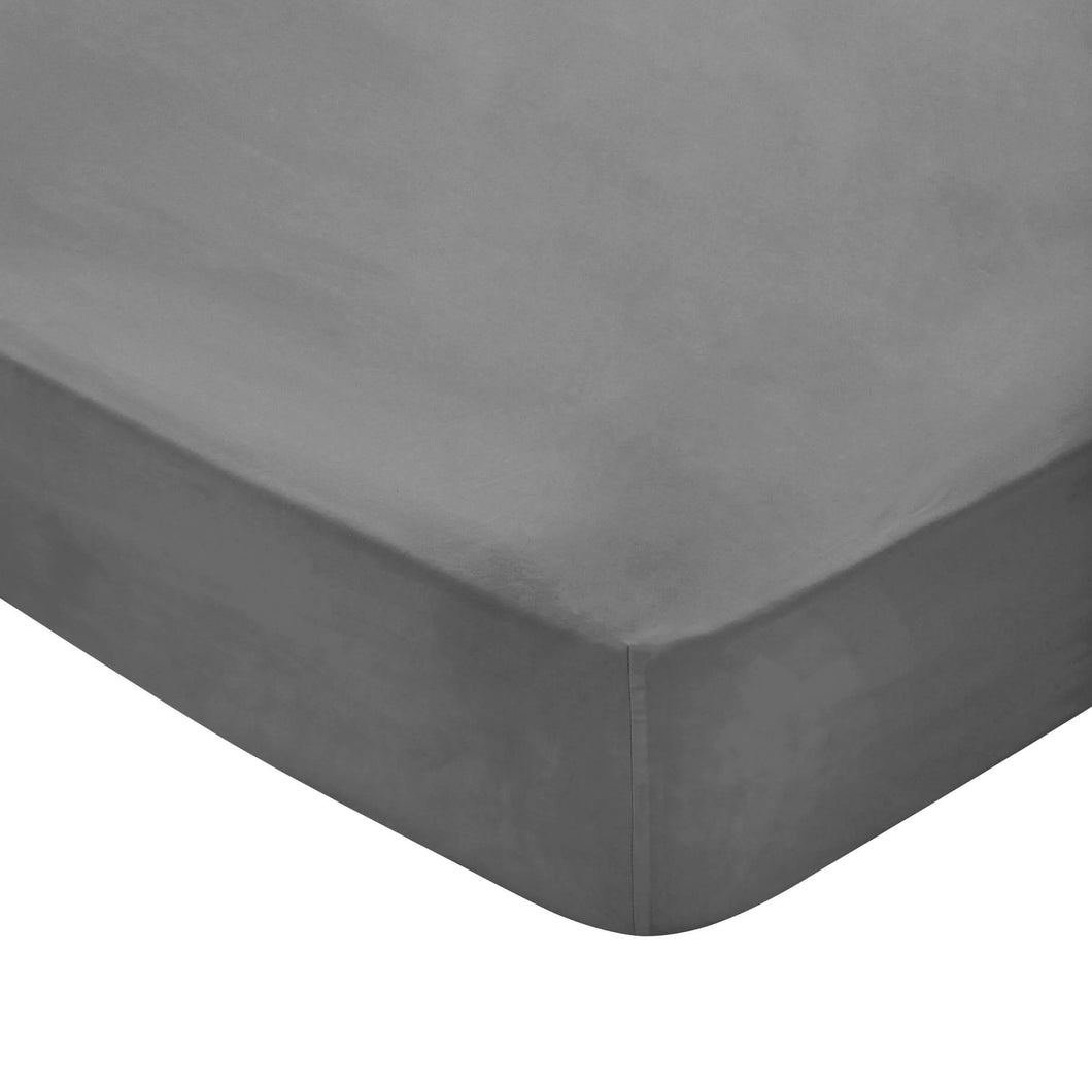 Percale Fitted Sheet - Charcoal