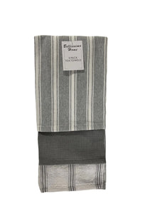 Grey Stripe Tea Towel Set (3 pack)