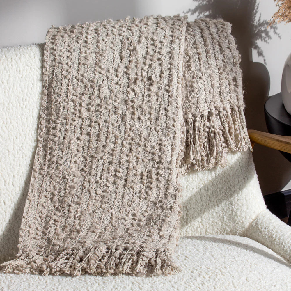 Bobble Woven Throw - Stone