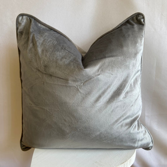 French velvet Silver Cushion Cover - Large