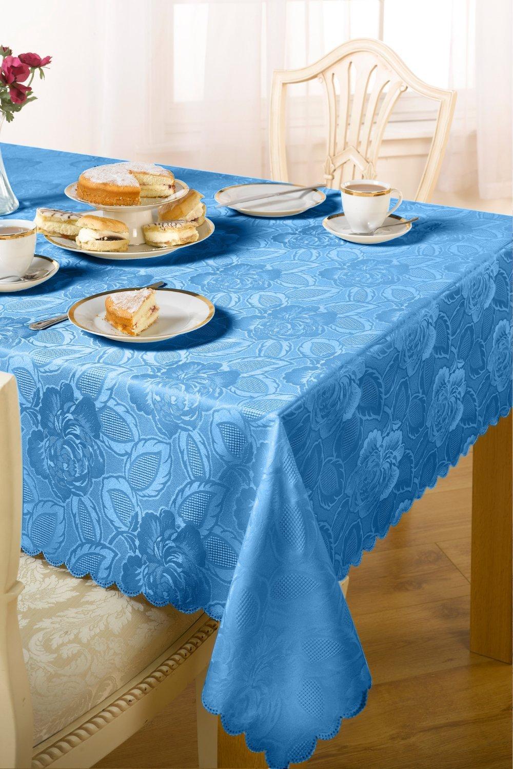 Damask Rose Blue Tablecloth