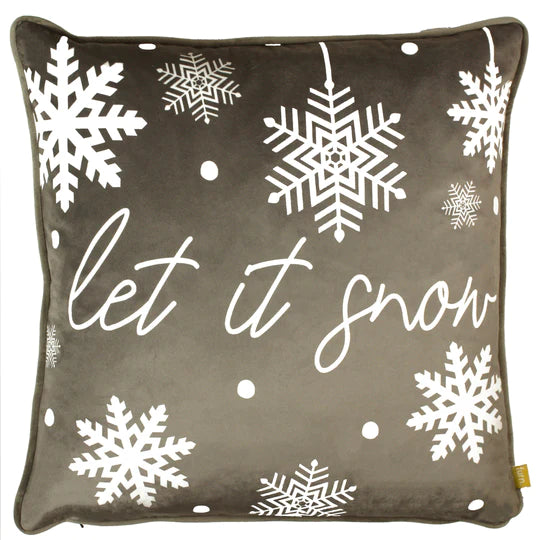 Let it Snow Velvet Cushion cover - Grey