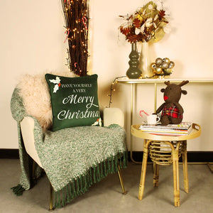 Merry Christmas Velvet Cushion cover- Green