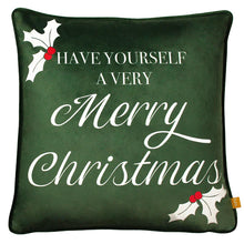 Load image into Gallery viewer, Merry Christmas Velvet Cushion cover- Green
