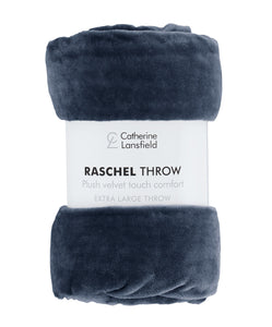 Extra Large Raschel Super Soft Fleece Throw - Navy