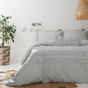Izmir Tassel Silver Duvet Set