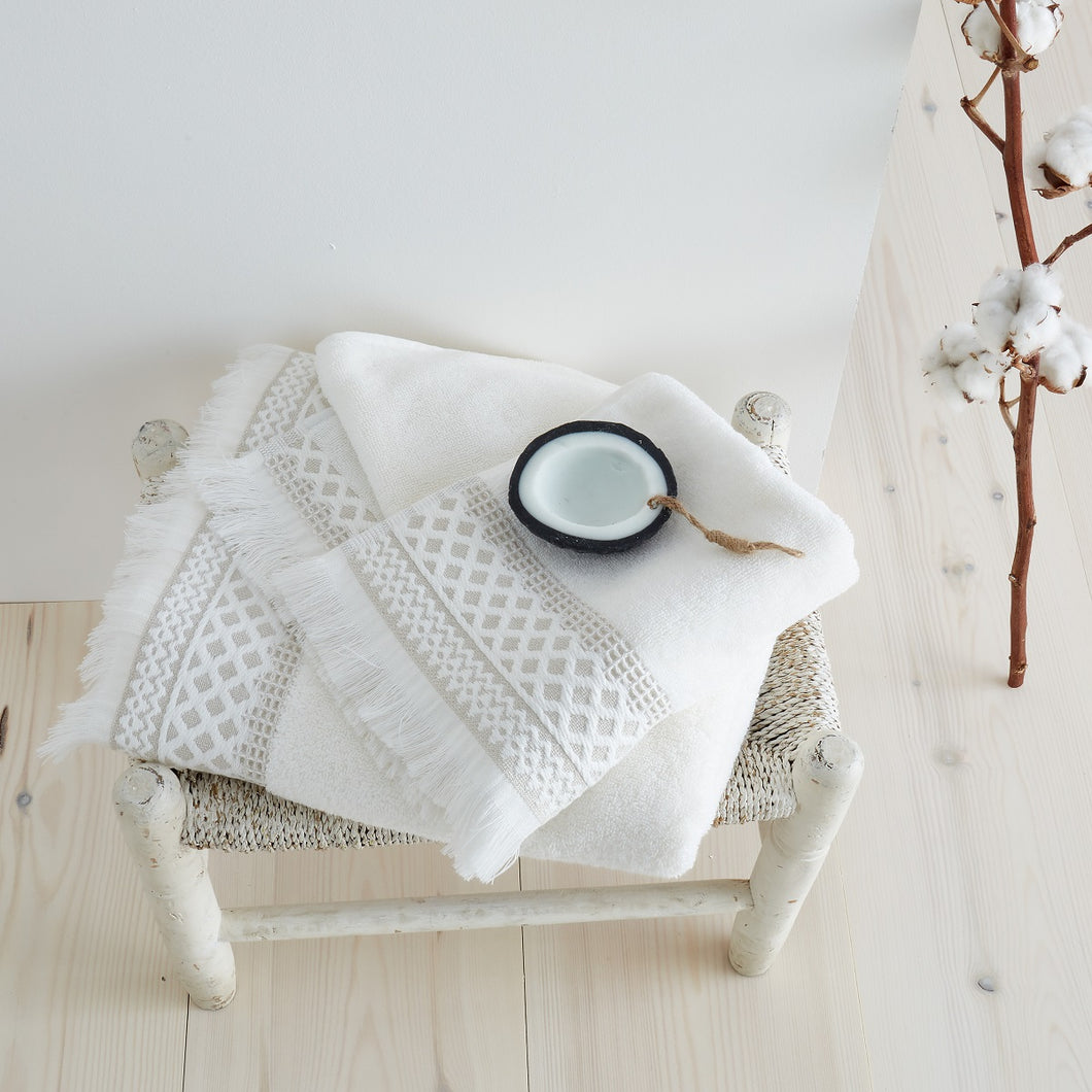Diamond Fringe Natural Towel Range