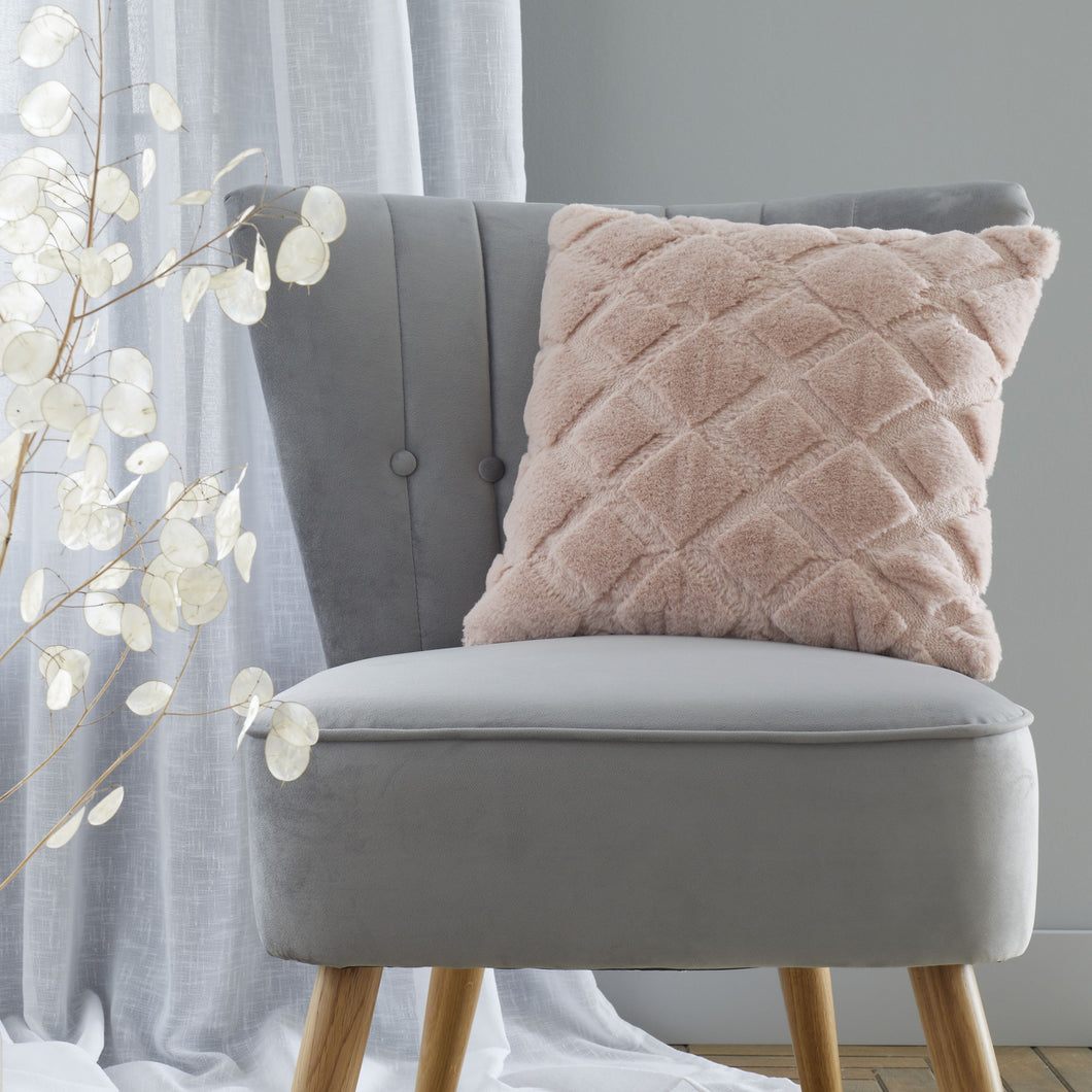Cosy Diamond Filled Cushion - Blush