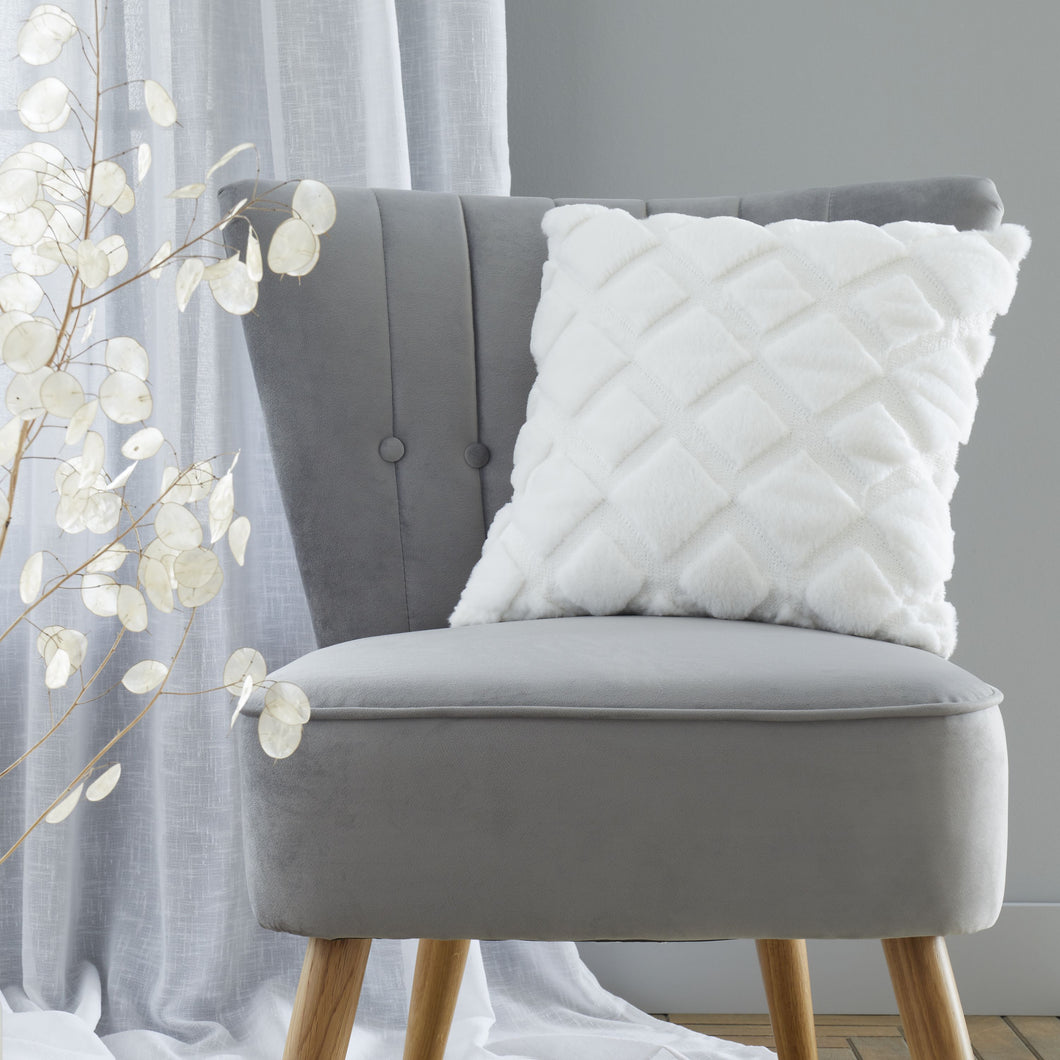 Cosy Diamond Filled Cushion - White