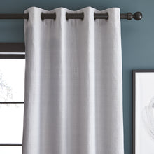 Load image into Gallery viewer, Textured Blackout Silver Eyelet Curtains
