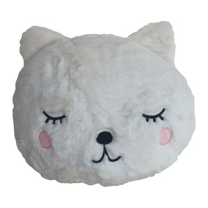 Faux Fur Cute Bear White Filled Cushion